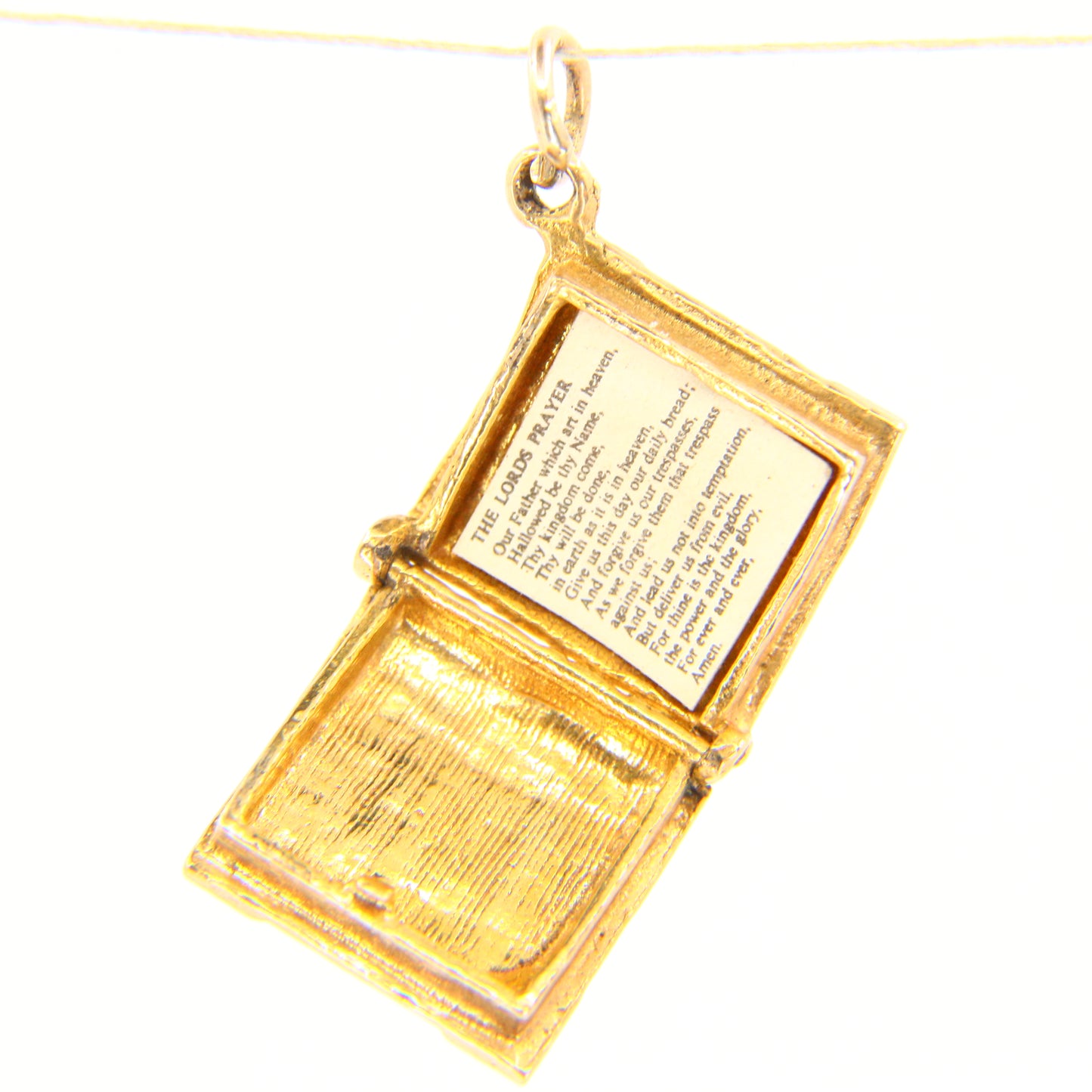 Vintage 9ct Holy Bible Charm – Hallmarked Yellow Gold Opening Pendant