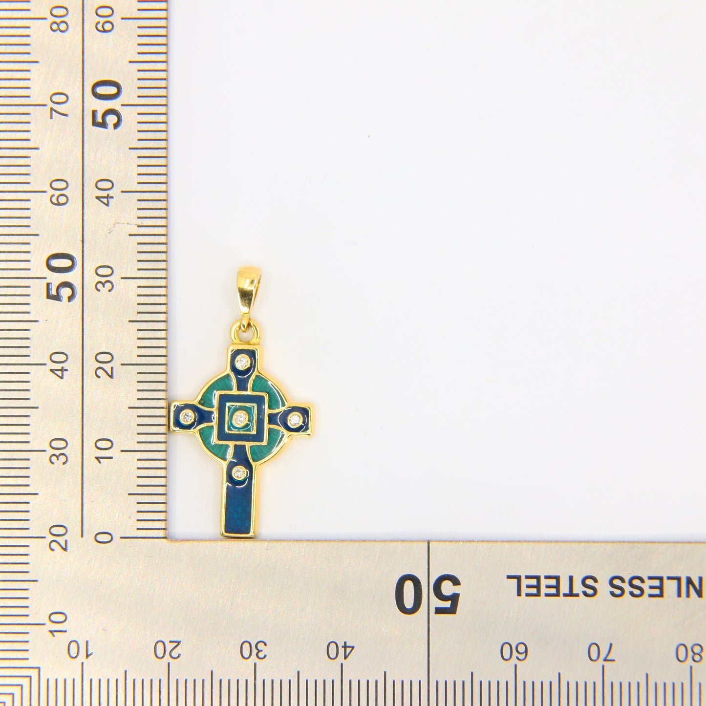 Vintage 18ct Celtic Cross Necklace 18 Carat Gold Hallmarked Enamel Pendant Boxed