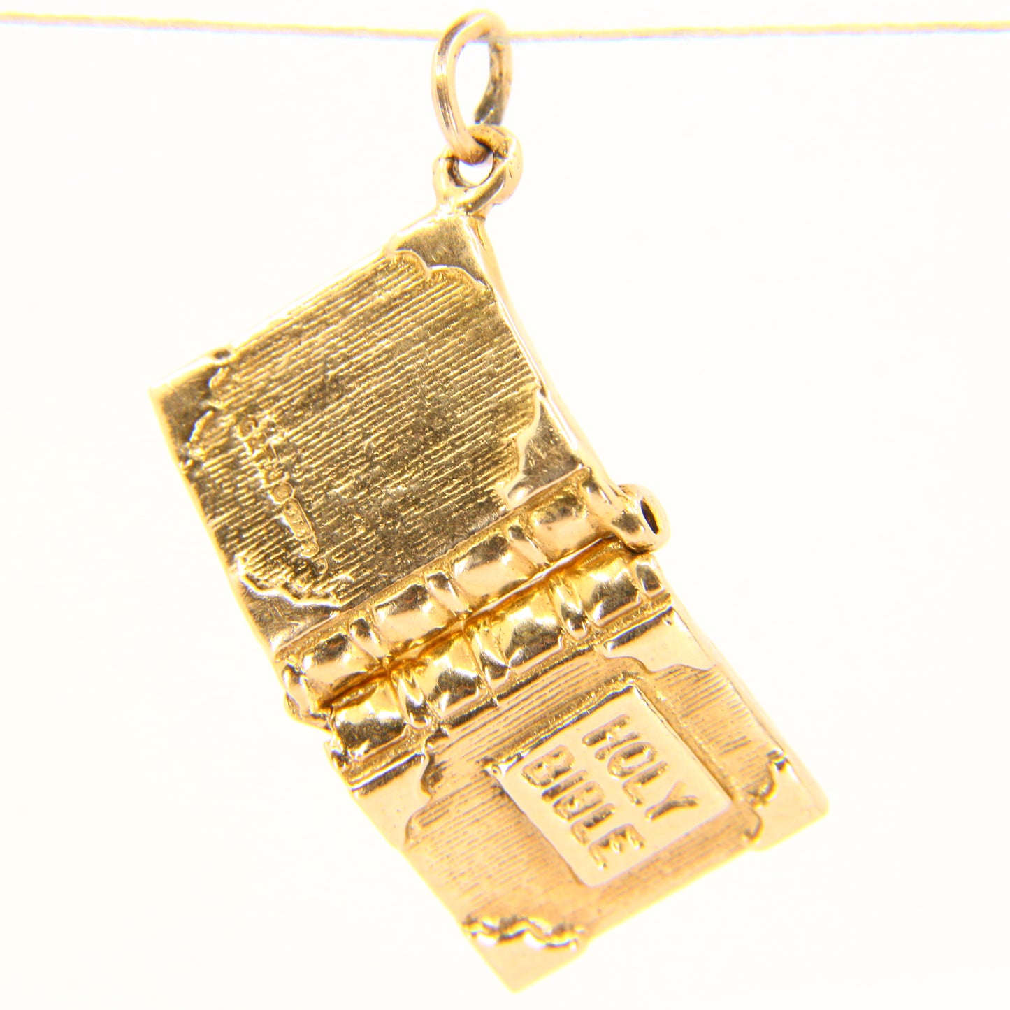 Vintage 9ct Holy Bible Charm – Hallmarked Yellow Gold Opening Pendant