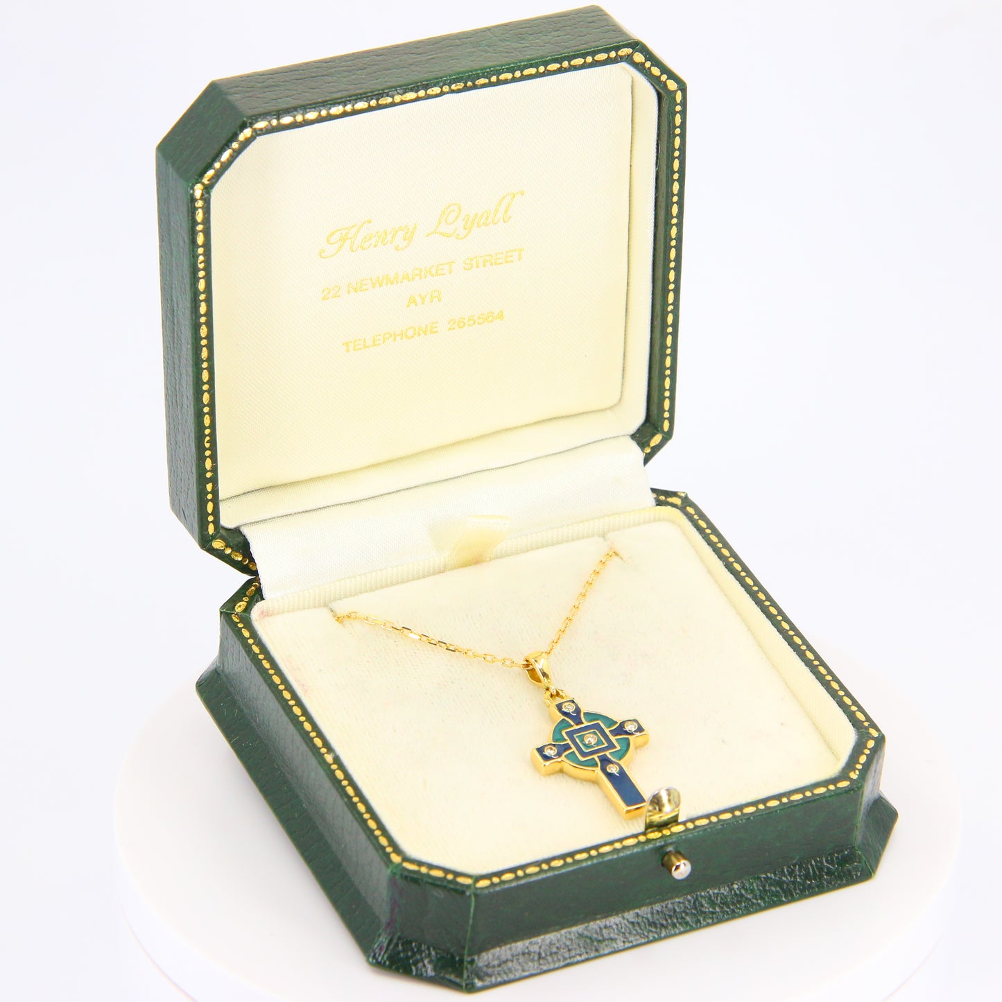 Vintage 18ct Celtic Cross Necklace 18 Carat Gold Hallmarked Enamel Pendant Boxed