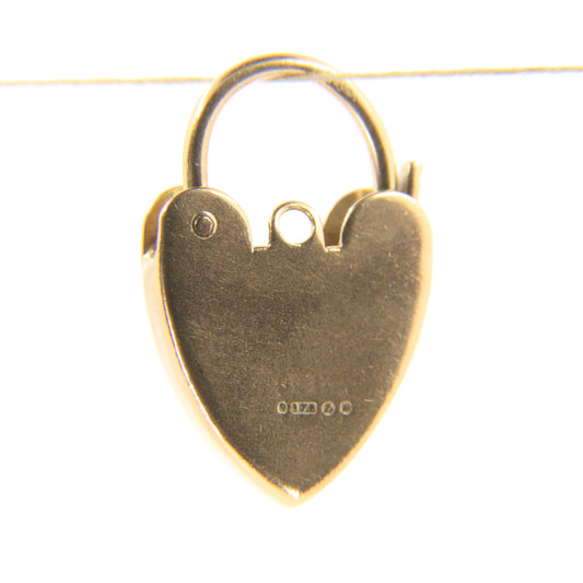 Vintage 9ct Yellow Gold Hallmarked Floral Heart Padlock Charm Pendant Love Gift