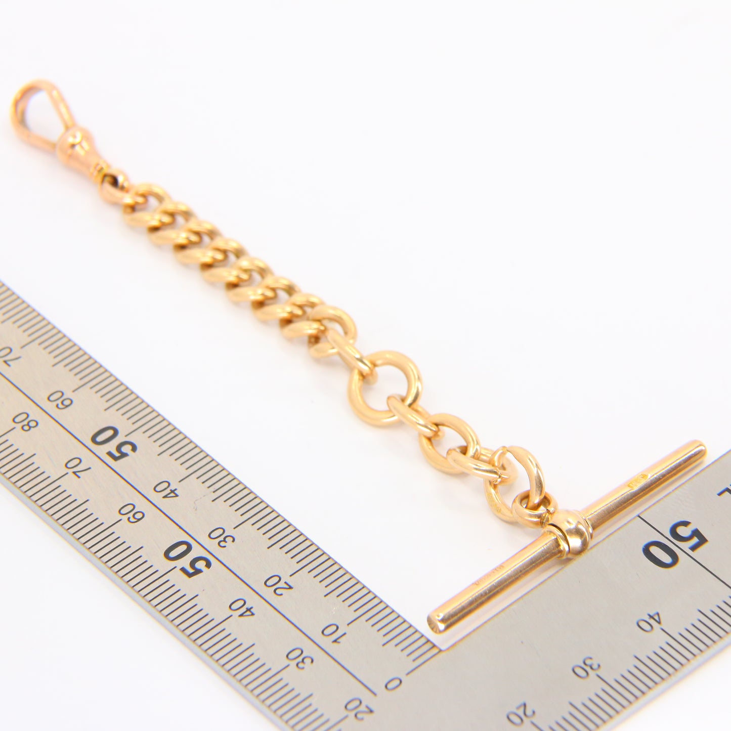 Antique 9ct Rose Gold Albert 4.25 inch T Bar Chain Birmingham 1905 Pendant Necklace Extender