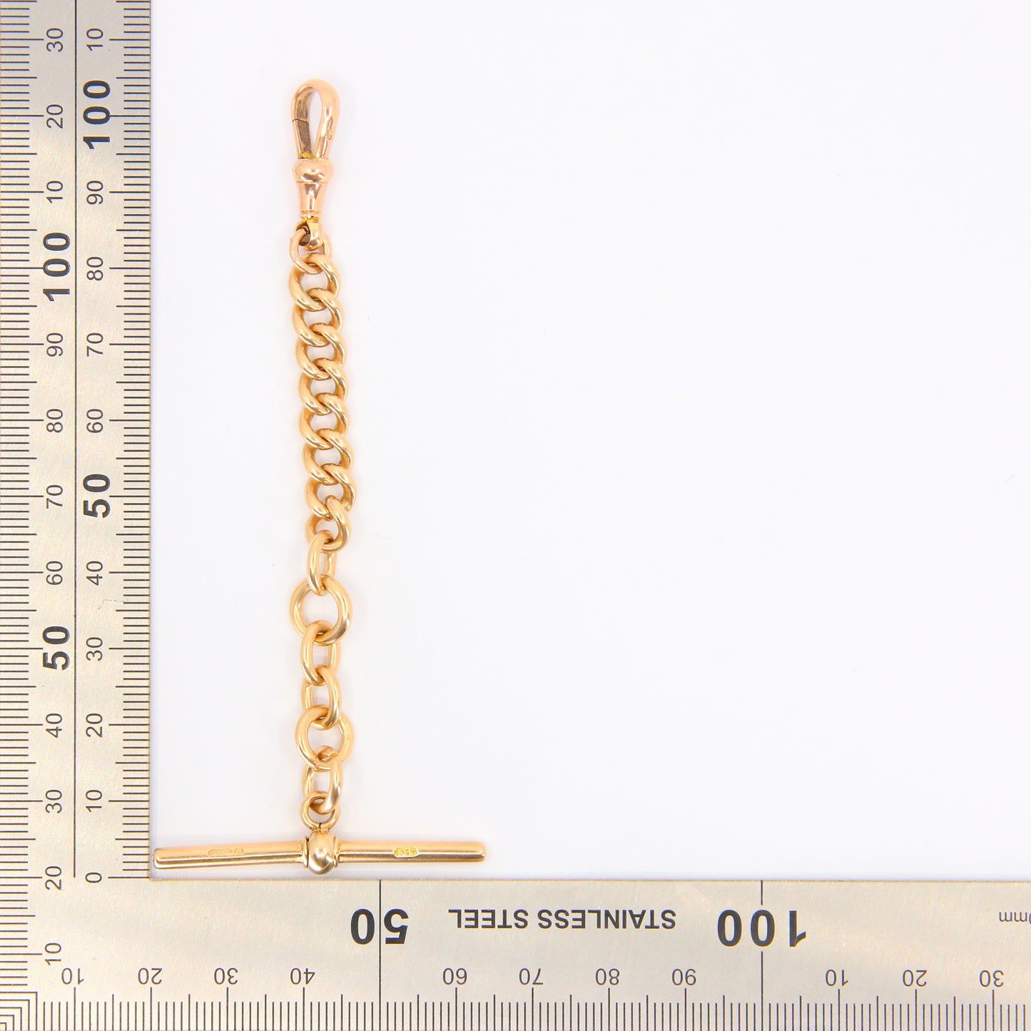 Antique 9ct Rose Gold Albert 4.25 inch T Bar Chain Birmingham 1905 Pendant Necklace Extender