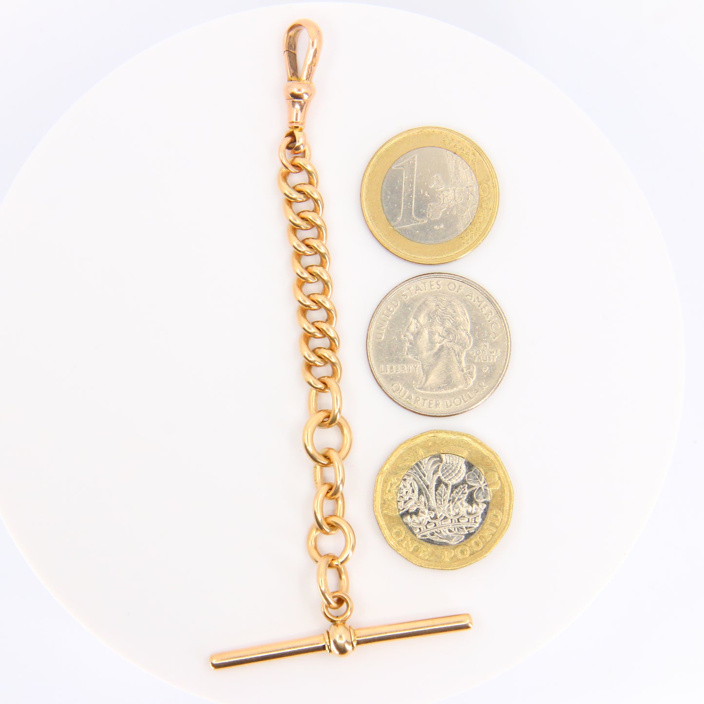 Antique 9ct Rose Gold Albert 4.25 inch T Bar Chain Birmingham 1905 Pendant Necklace Extender