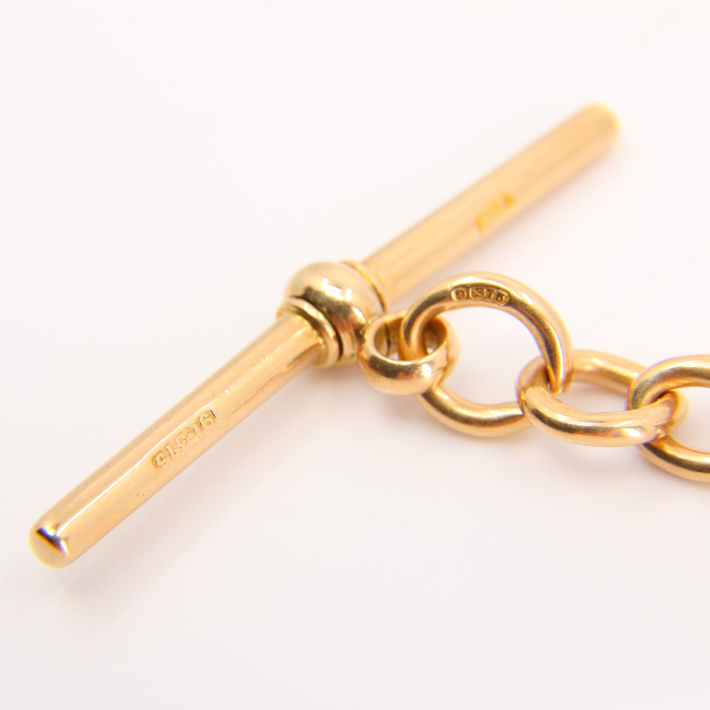 Antique 9ct Rose Gold Albert 4.25 inch T Bar Chain Birmingham 1905 Pendant Necklace Extender
