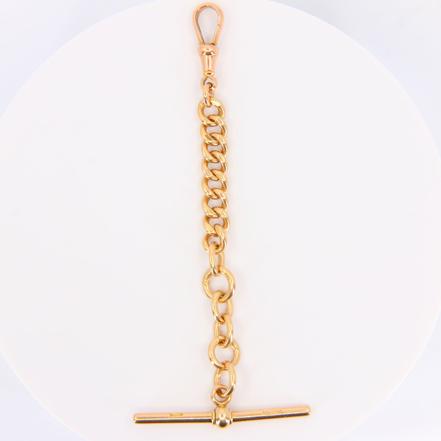 Antique 9ct Rose Gold Albert 4.25 inch T Bar Chain Birmingham 1905 Pendant Necklace Extender
