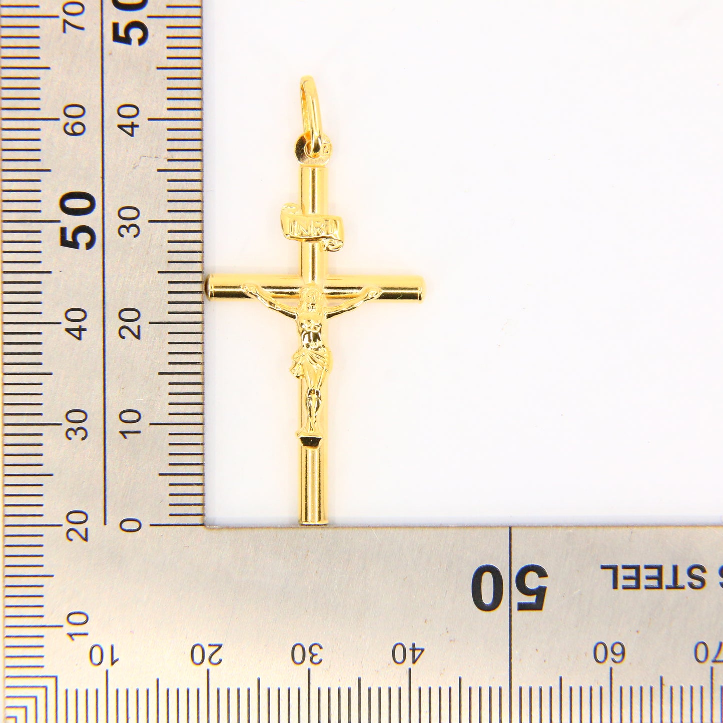 Vintage 18K Gold Crucifix Pendant – Solid Religious Cross, Faith Gift