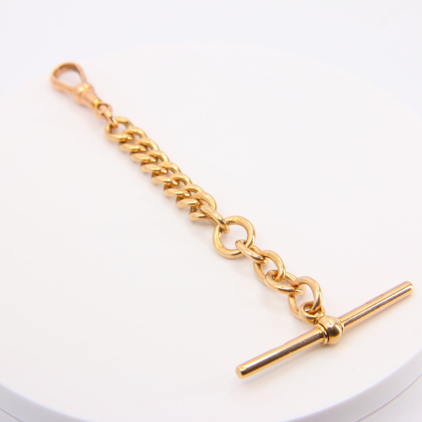 Antique 9ct Rose Gold Albert 4.25 inch T Bar Chain Birmingham 1905 Pendant Necklace Extender