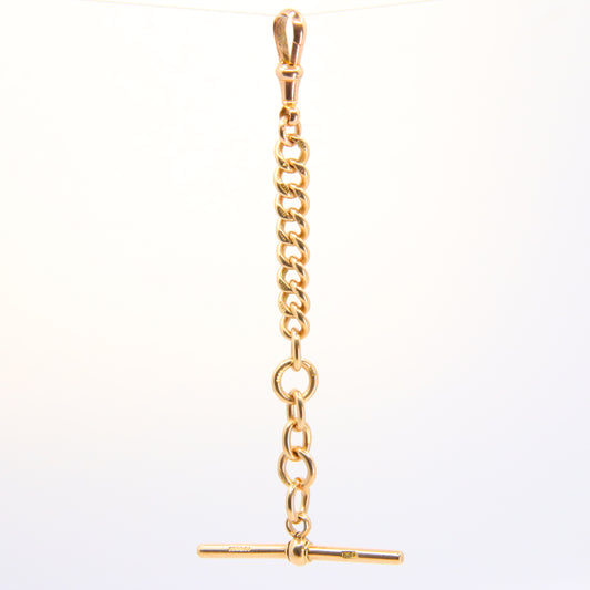 Antique 9ct Rose Gold Albert 4.25 inch T Bar Chain Birmingham 1905 Pendant Necklace Extender