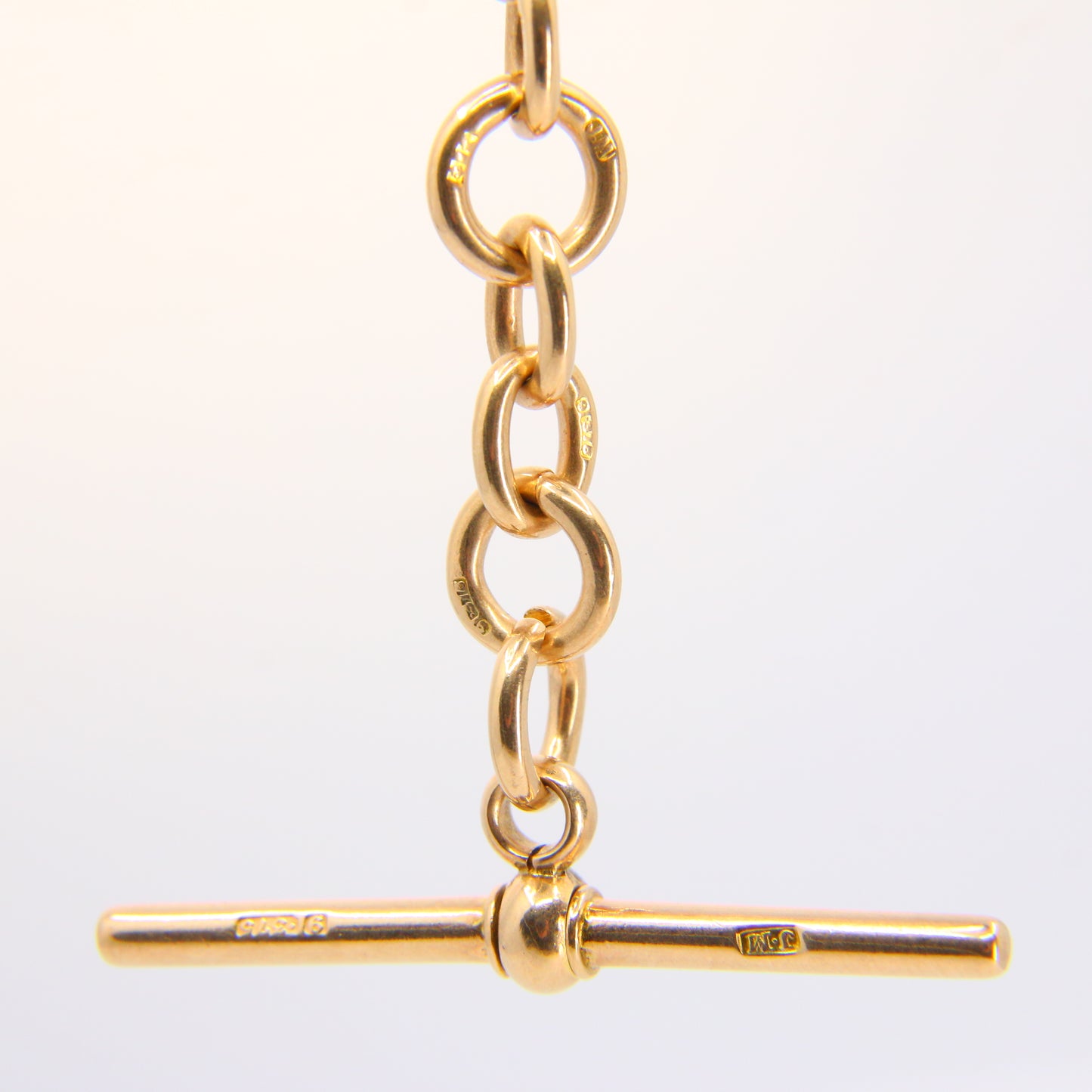 Antique 9ct Rose Gold Albert 4.25 inch T Bar Chain Birmingham 1905 Pendant Necklace Extender