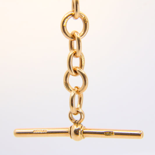 Antique 9ct Rose Gold Albert 4.25 inch T Bar Chain Birmingham 1905 Pendant Necklace Extender