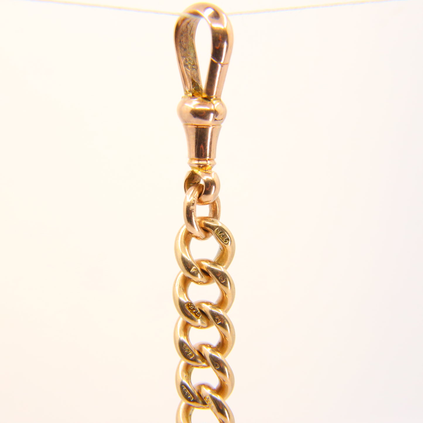 Antique 9ct Rose Gold Albert 4.25 inch T Bar Chain Birmingham 1905 Pendant Necklace Extender