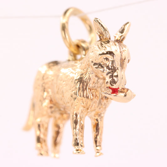 Vintage 9ct Hallmarked Gold Articulated Donkey Charm Pendant Moving Animal Gift