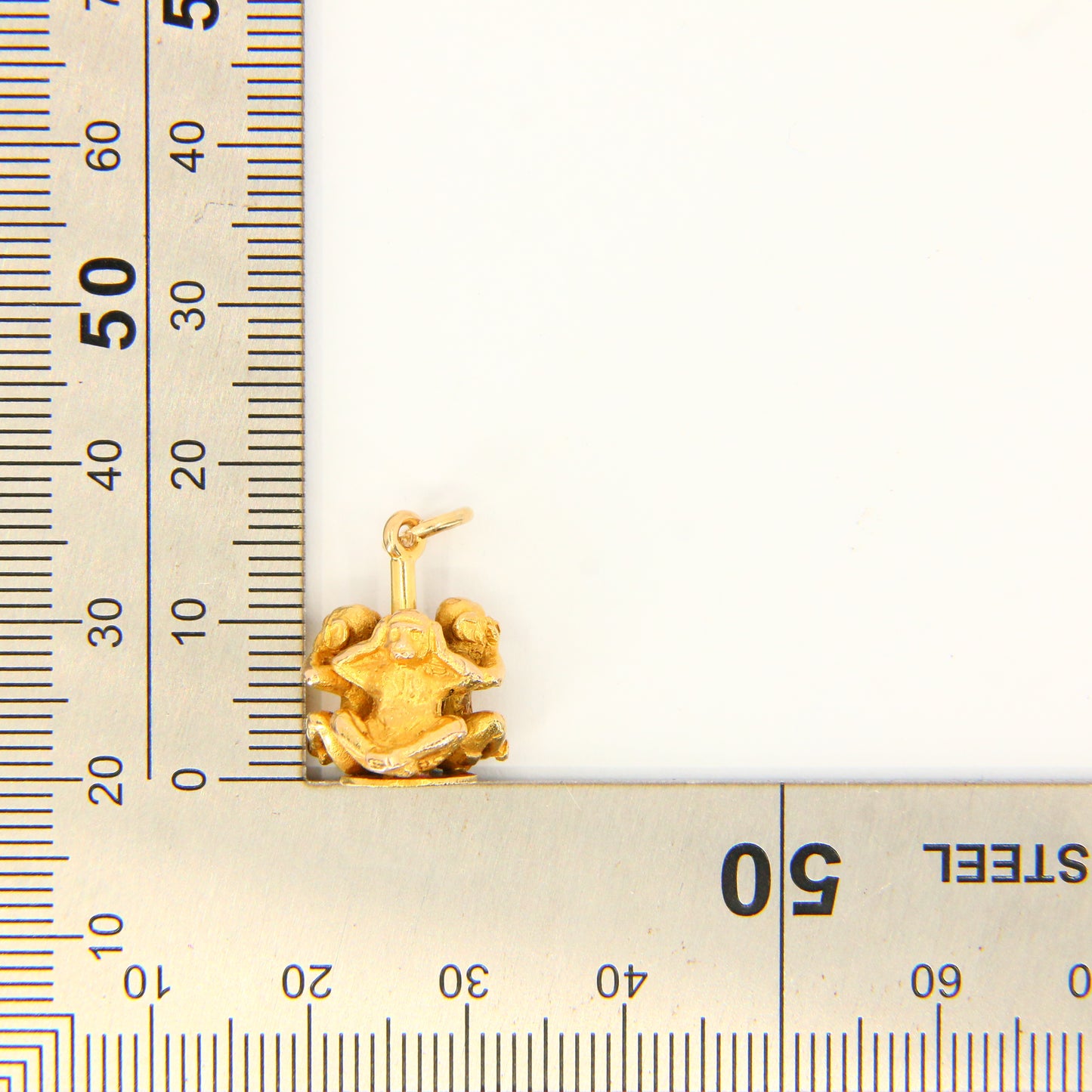 Vintage 9ct Gold Wise Monkeys Charm – Solid Hallmarked Pendant Gift