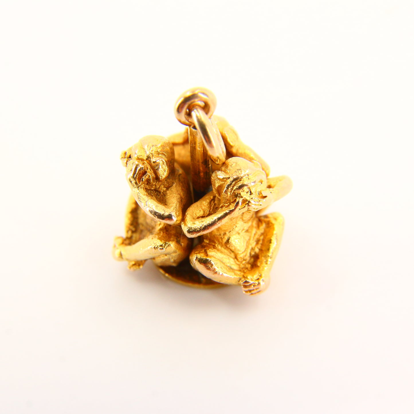 Vintage 9ct Gold Wise Monkeys Charm – Solid Hallmarked Pendant Gift