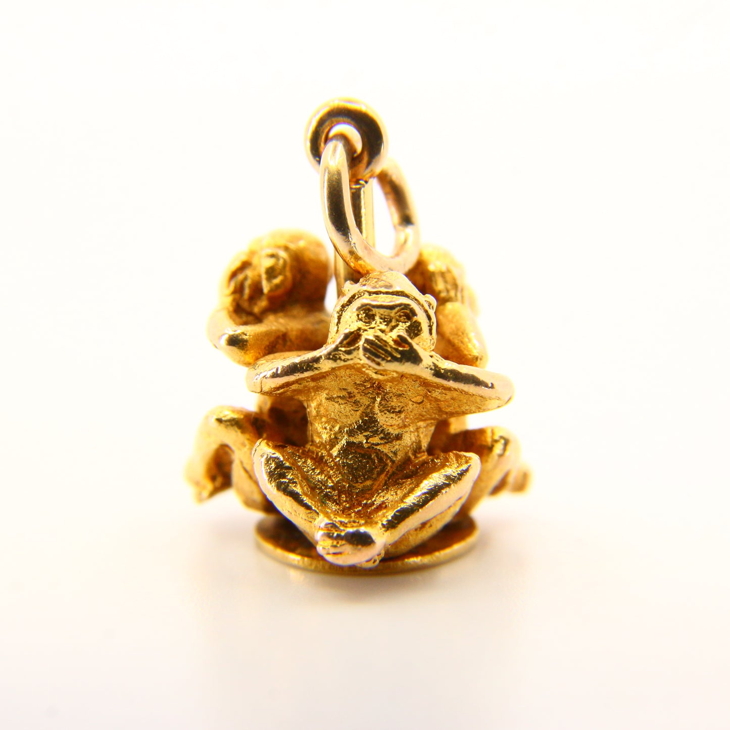 Vintage 9ct Gold Wise Monkeys Charm – Solid Hallmarked Pendant Gift