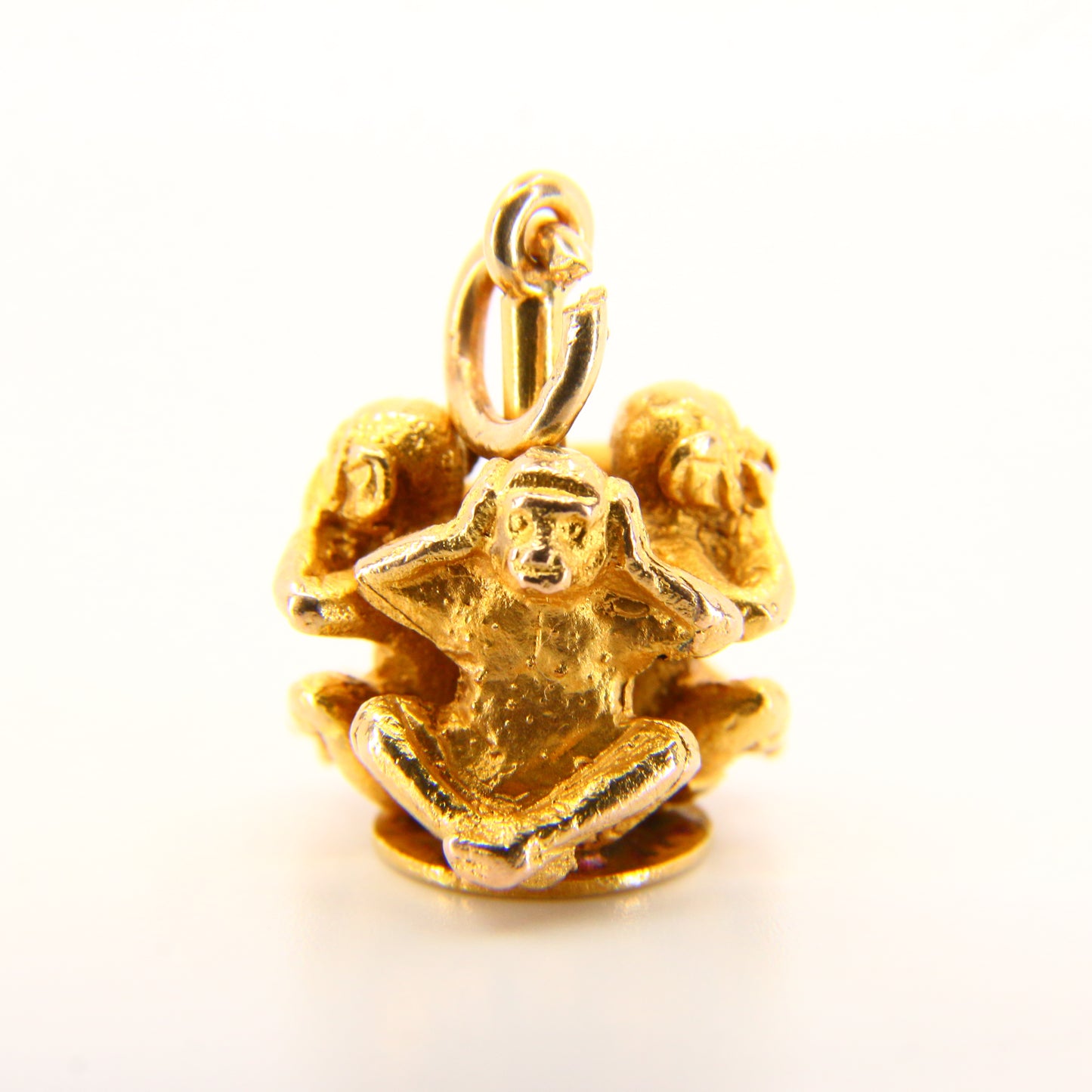 Vintage 9ct Gold Wise Monkeys Charm – Solid Hallmarked Pendant Gift