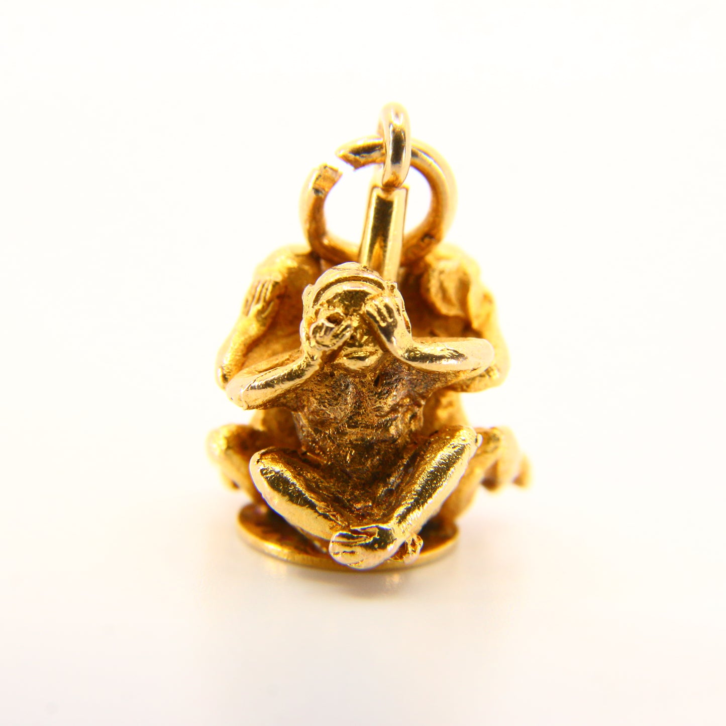 Vintage 9ct Gold Wise Monkeys Charm – Solid Hallmarked Pendant Gift