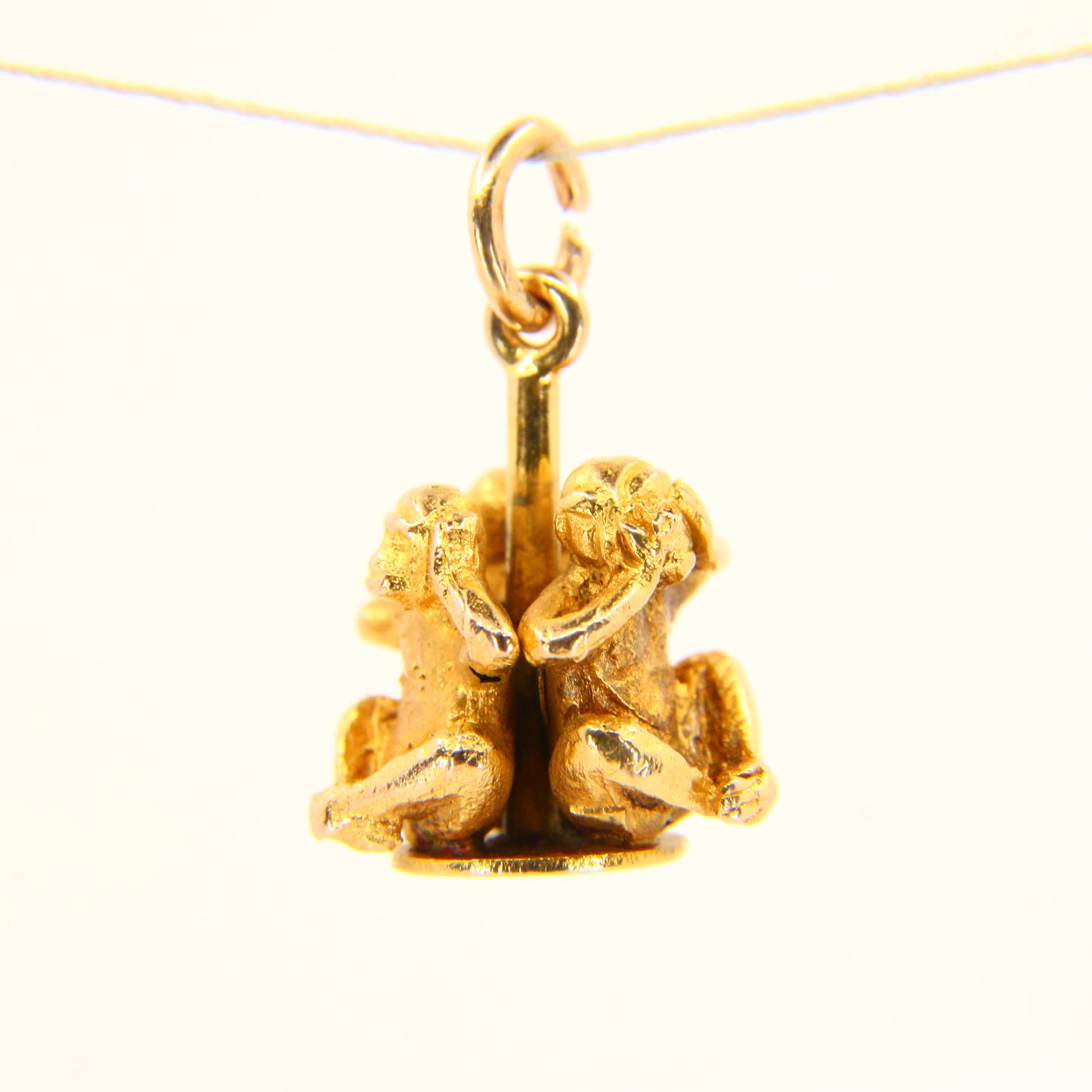 Vintage 9ct Gold Wise Monkeys Charm – Solid Hallmarked Pendant Gift