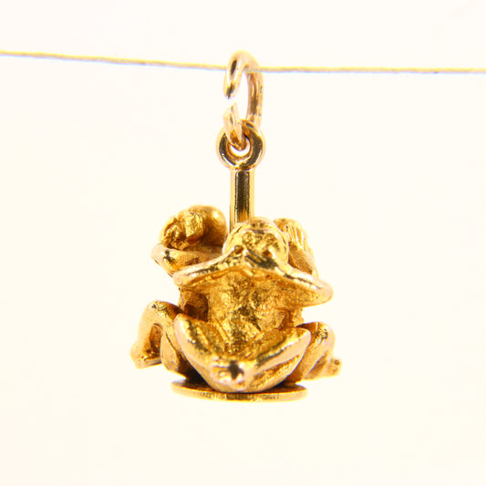 Vintage 9ct Gold Wise Monkeys Charm – Solid Hallmarked Pendant Gift