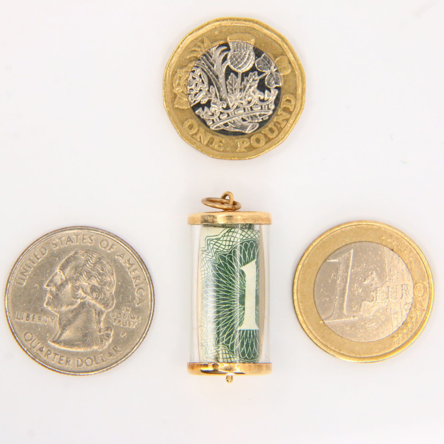 Vintage 9ct Break Glass Money Charm – Yellow Gold British Pound Note Pendant
