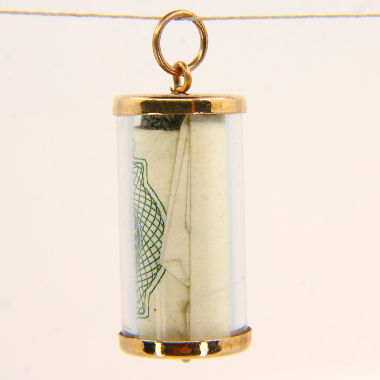 Vintage 9ct Break Glass Money Charm – Yellow Gold British Pound Note Pendant