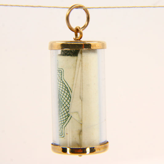 Vintage 9ct Break Glass Money Charm – Yellow Gold British Pound Note Pendant