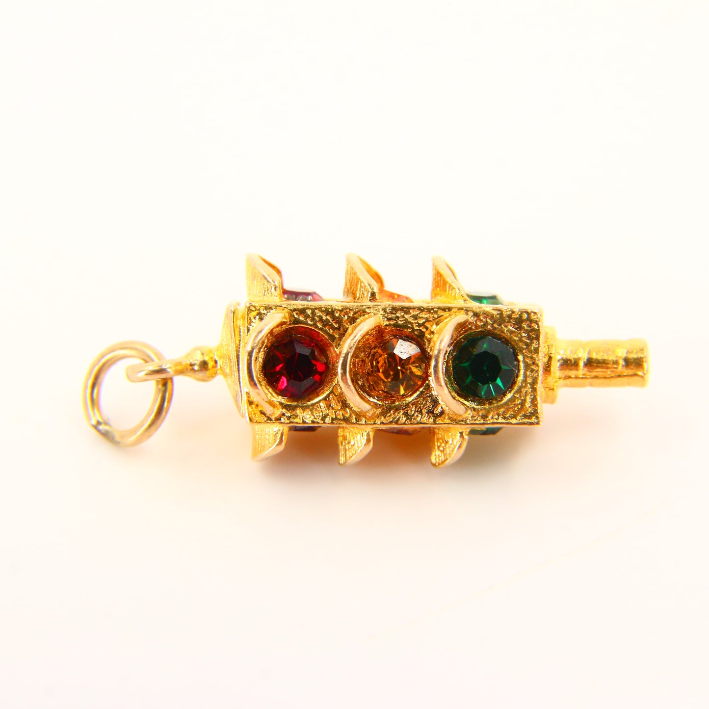 Vintage 9ct Gold Traffic Light Charm – Crossroad Pendant, Hallmarked Yellow Gold