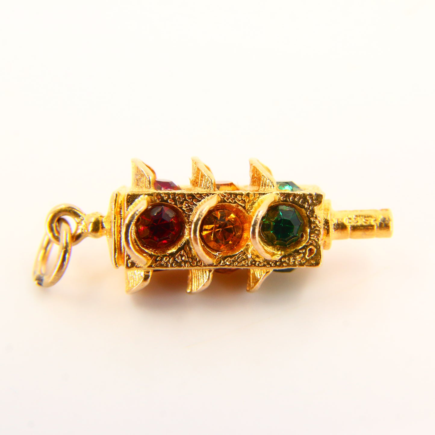 Vintage 9ct Gold Traffic Light Charm – Crossroad Pendant, Hallmarked Yellow Gold