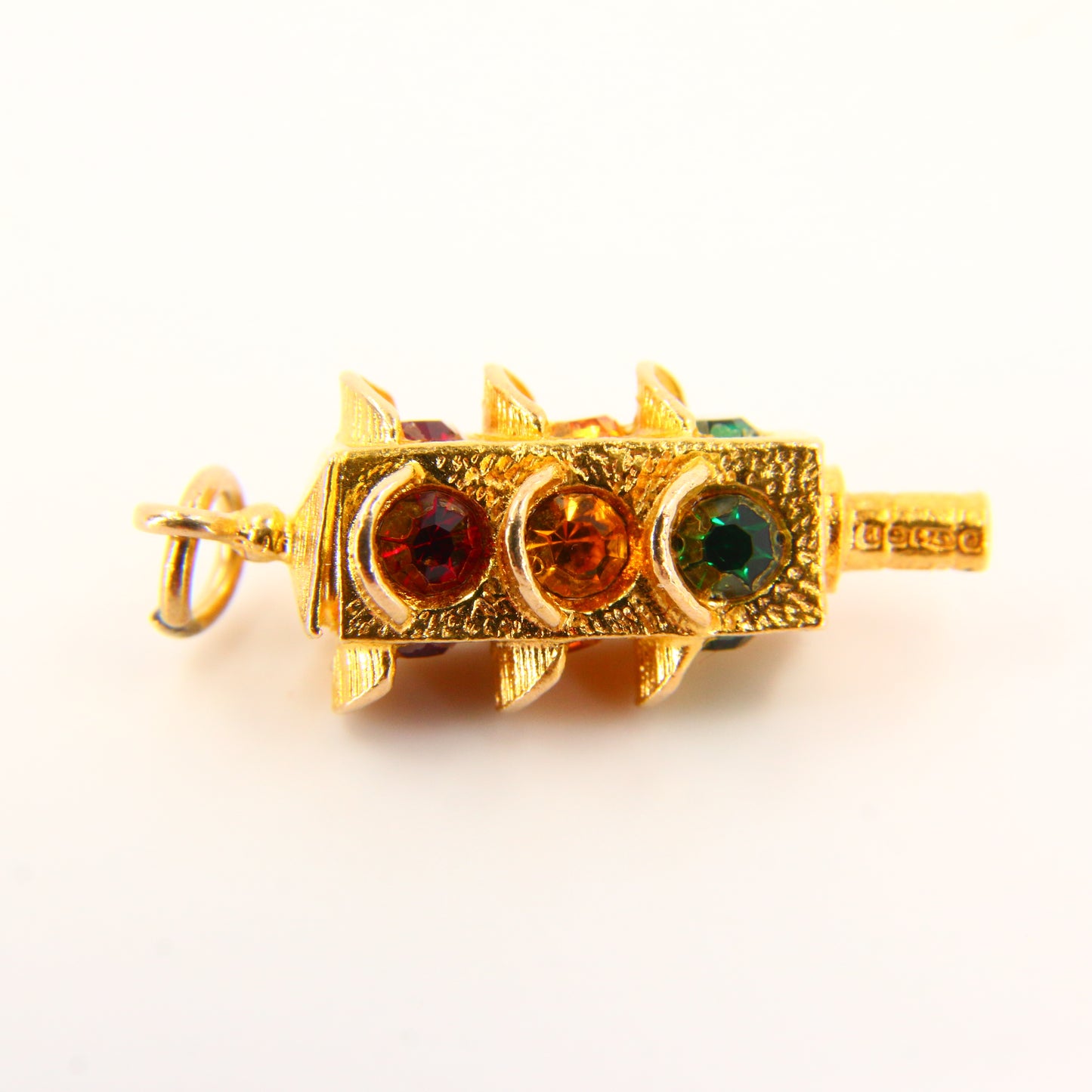 Vintage 9ct Gold Traffic Light Charm – Crossroad Pendant, Hallmarked Yellow Gold