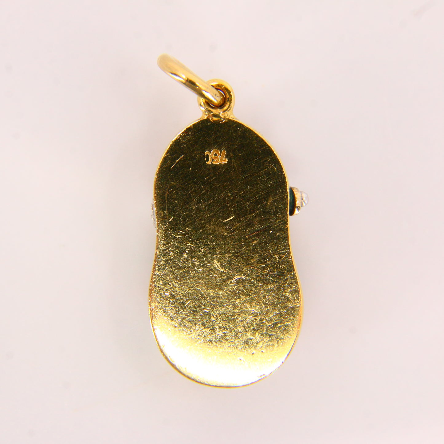 Vintage 18K Gold Baby Shoe Pendant – Diamond & Enamel Charm Gift