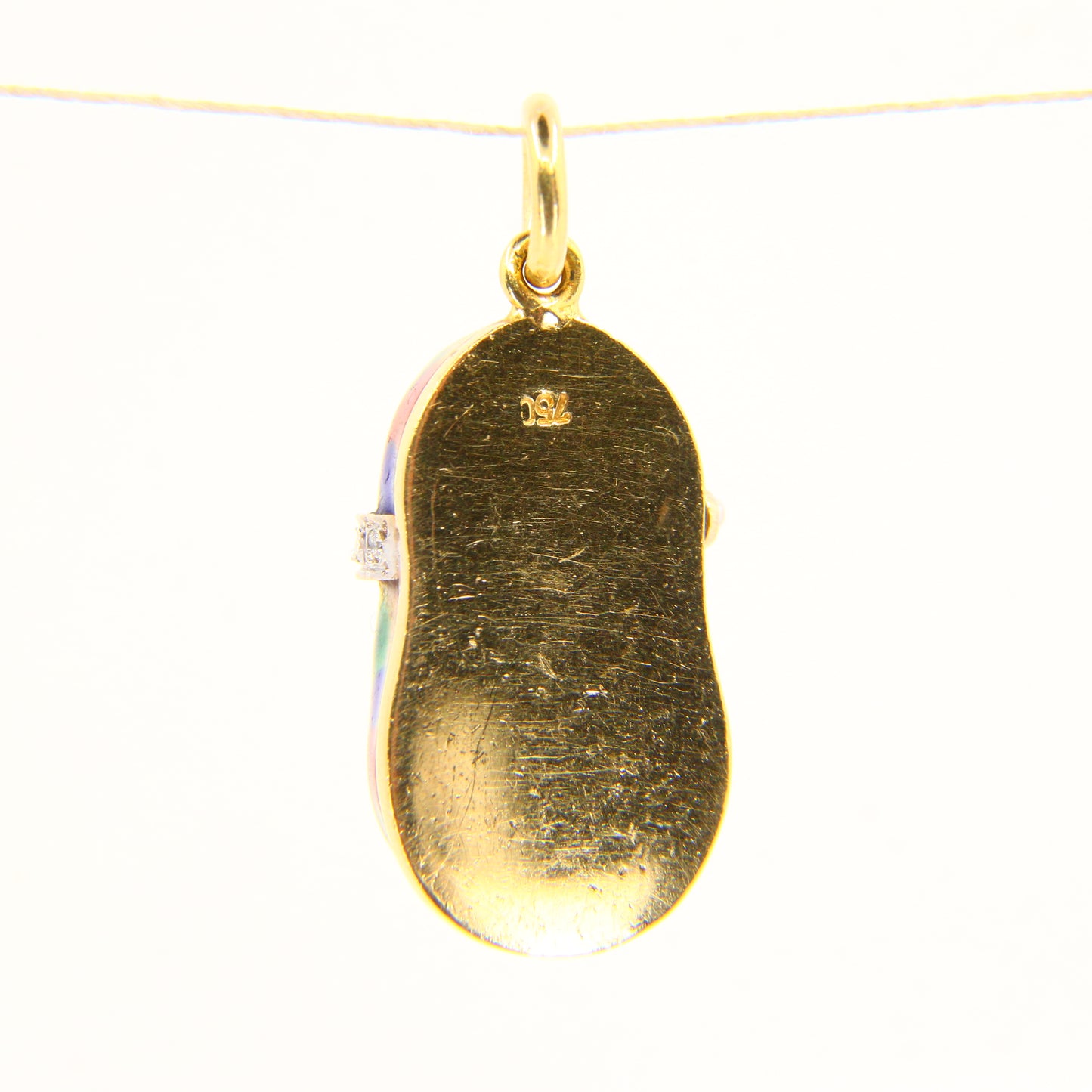 Vintage 18K Gold Baby Shoe Pendant – Diamond & Enamel Charm Gift