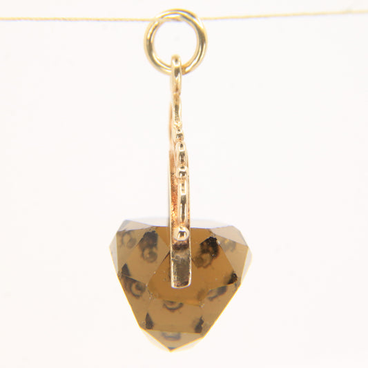 Vintage 9ct Hallmarked Gold Smokey Quartz Spinner Pendant Charm Yellow Gold