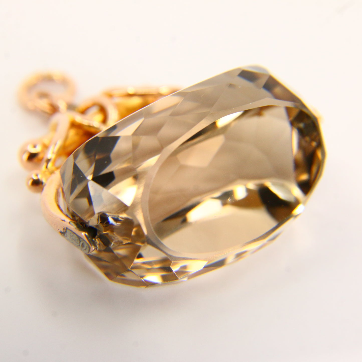 Antique 9ct Citrine Spinner Pendant – Solid Yellow Gold Hallmarked Fob Charm