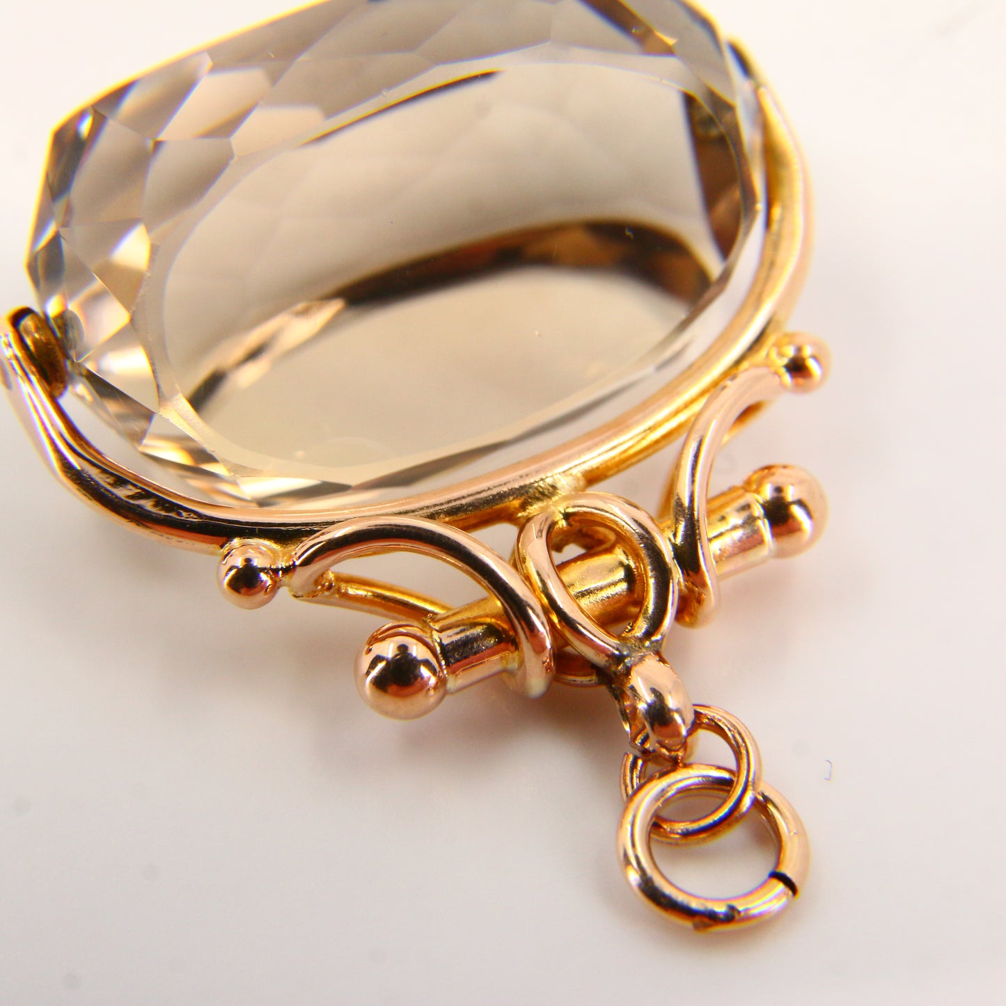 Antique 9ct Citrine Spinner Pendant – Solid Yellow Gold Hallmarked Fob Charm