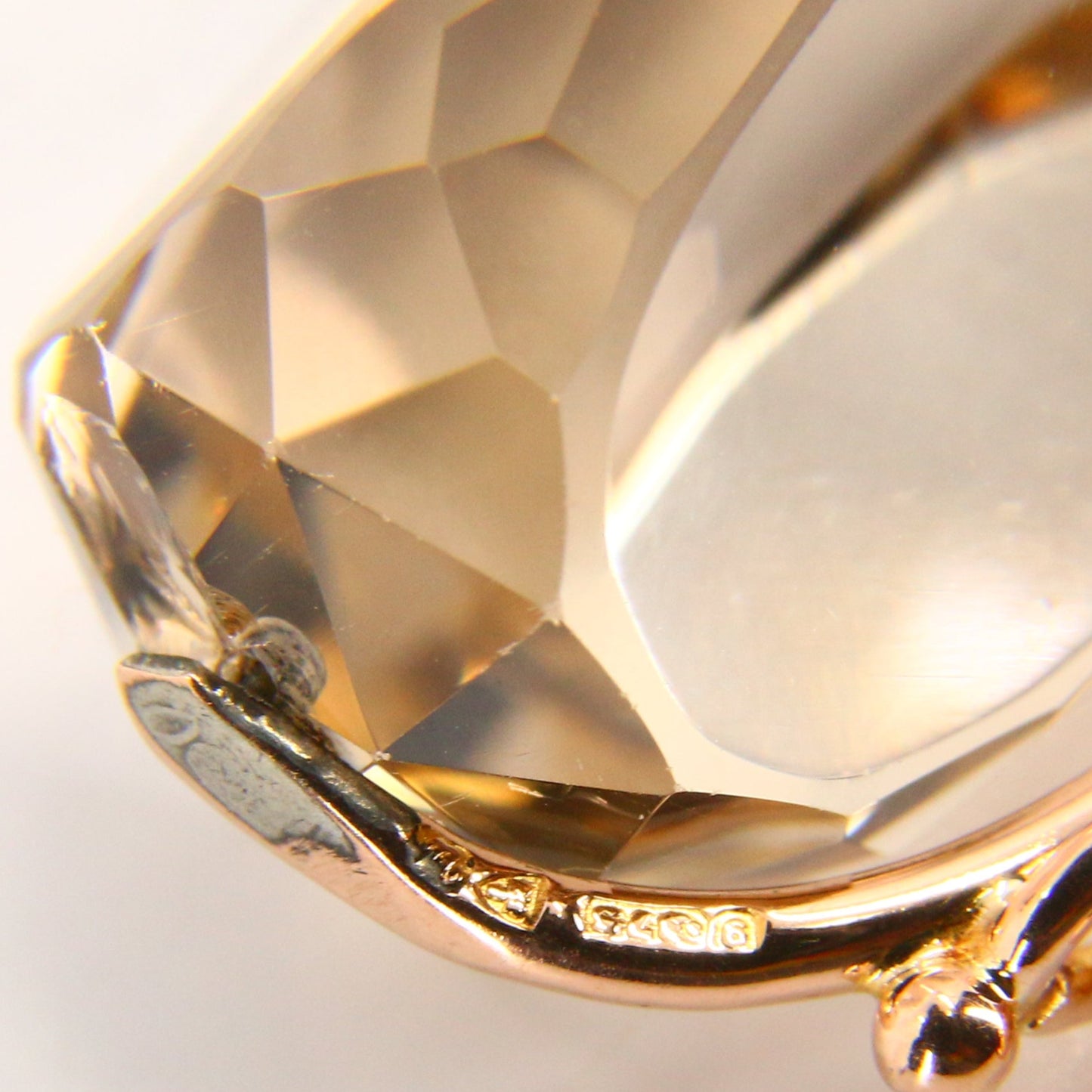 Antique 9ct Citrine Spinner Pendant – Solid Yellow Gold Hallmarked Fob Charm
