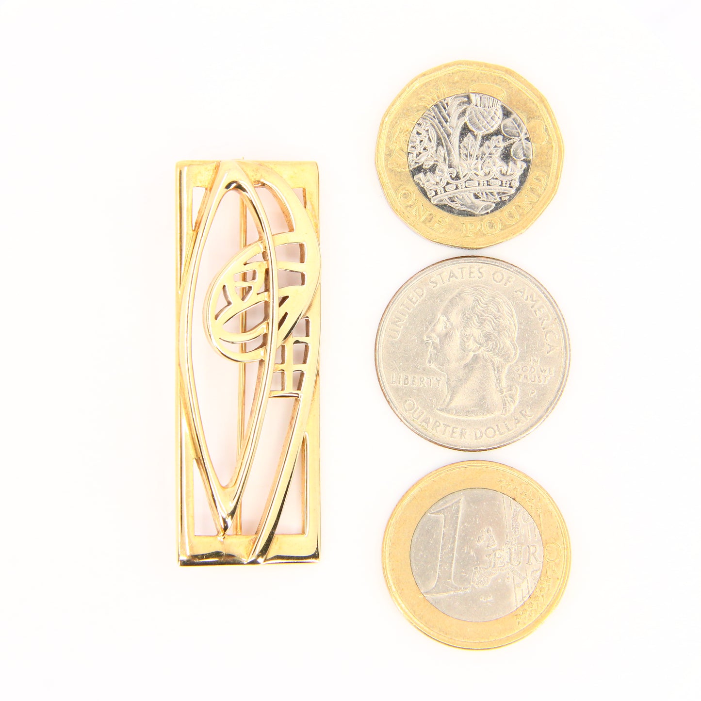 Vintage 9ct Rennie Mackintosh by Carrick Gold Brooch Hallmarked Boxed Gift
