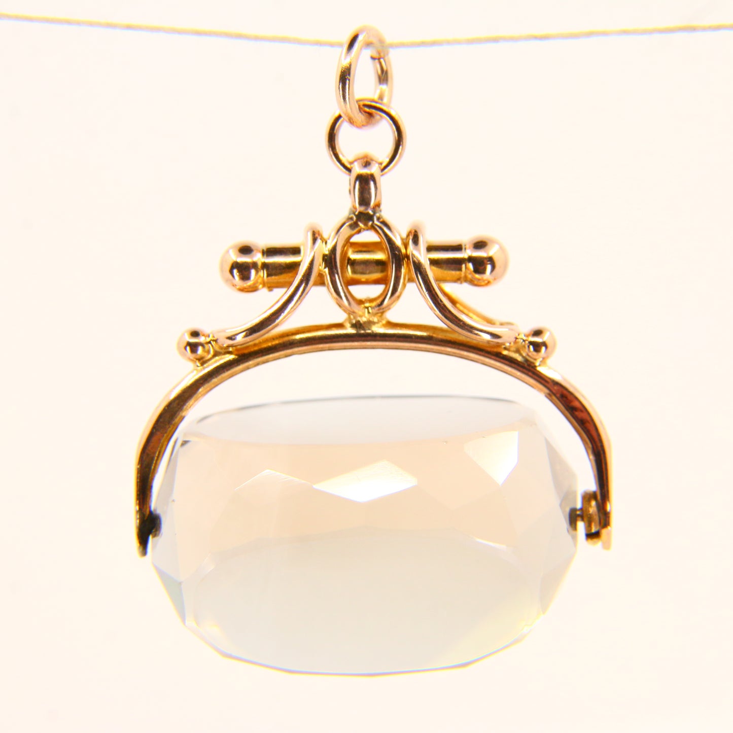 Antique 9ct Citrine Spinner Pendant – Solid Yellow Gold Hallmarked Fob Charm