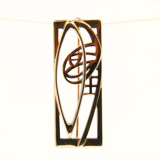 Vintage 9ct Rennie Mackintosh by Carrick Gold Brooch Hallmarked Boxed Gift