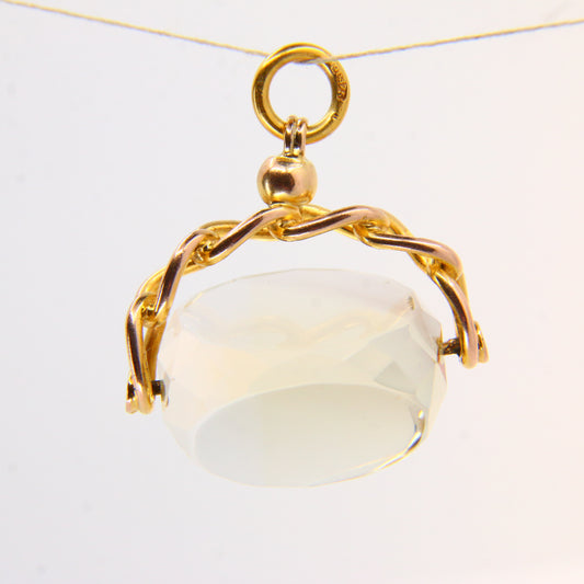 Antique 9ct Gold Citrine Spinner – Hallmarked Yellow Gold Fob Pendant