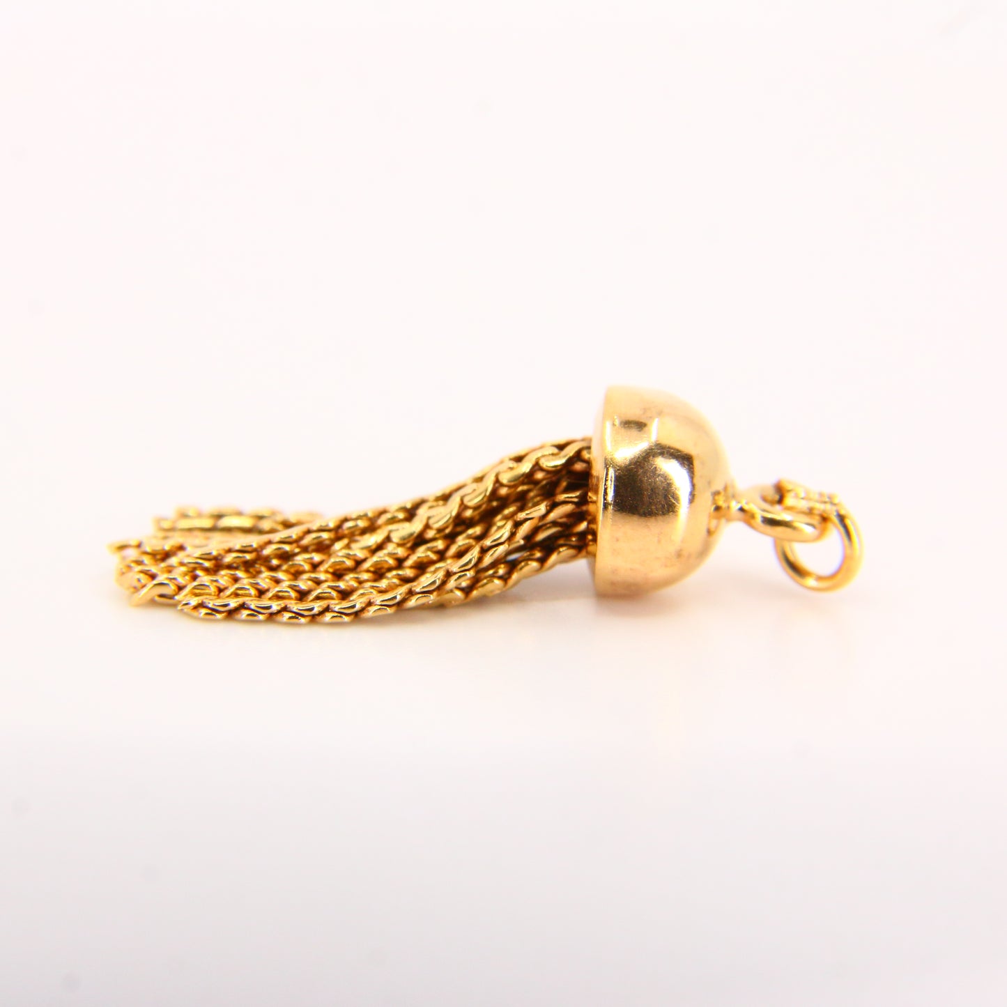 Vintage 18K Tassel Pendant – Articulated Solid Yellow Gold Charm 18 Carat Gold