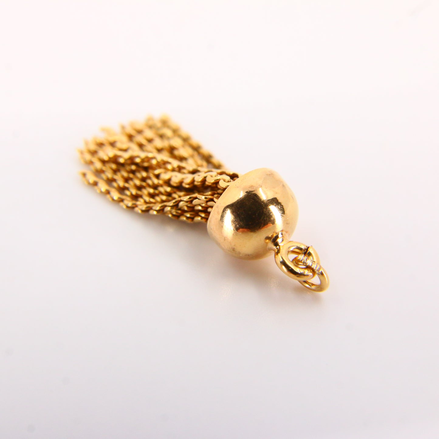 Vintage 18K Tassel Pendant – Articulated Solid Yellow Gold Charm 18 Carat Gold