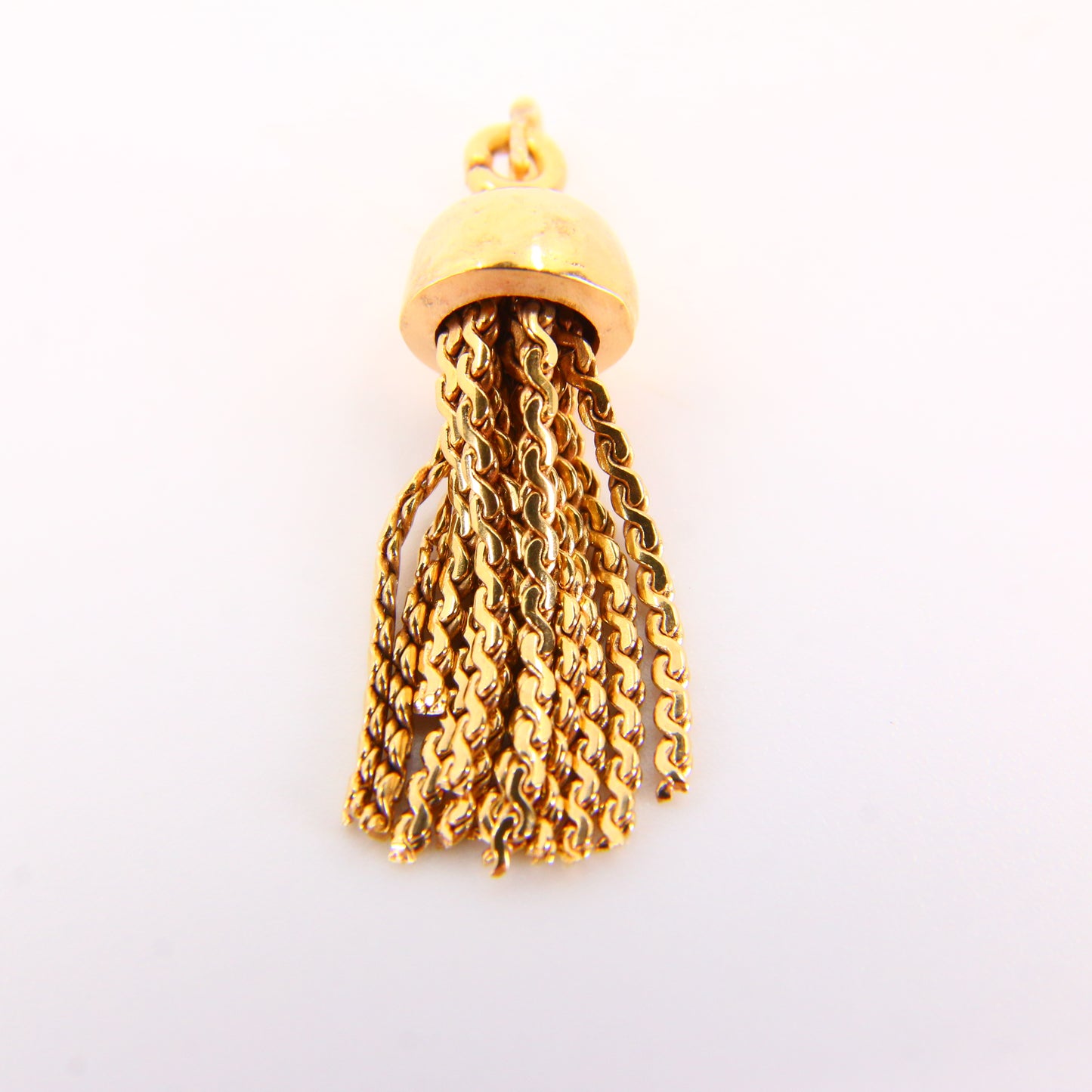 Vintage 18K Tassel Pendant – Articulated Solid Yellow Gold Charm 18 Carat Gold