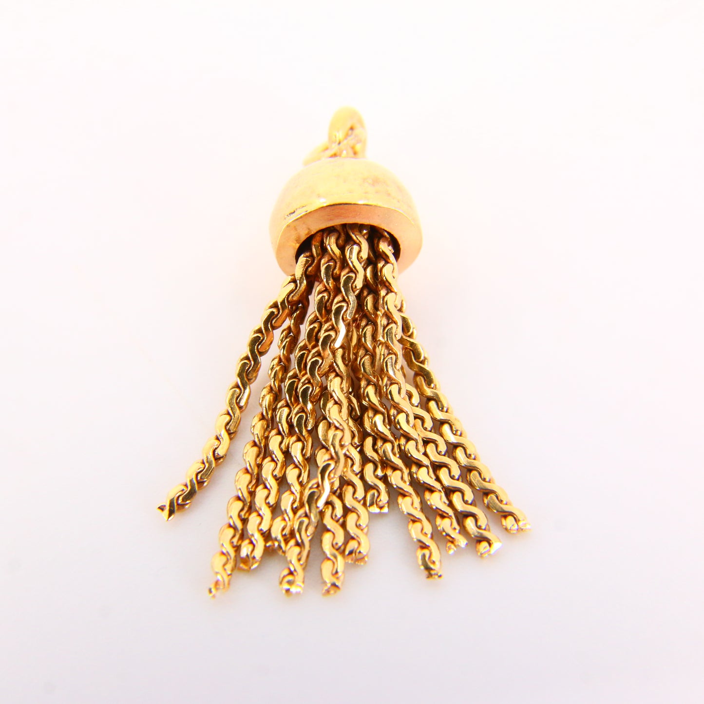Vintage 18K Tassel Pendant – Articulated Solid Yellow Gold Charm 18 Carat Gold