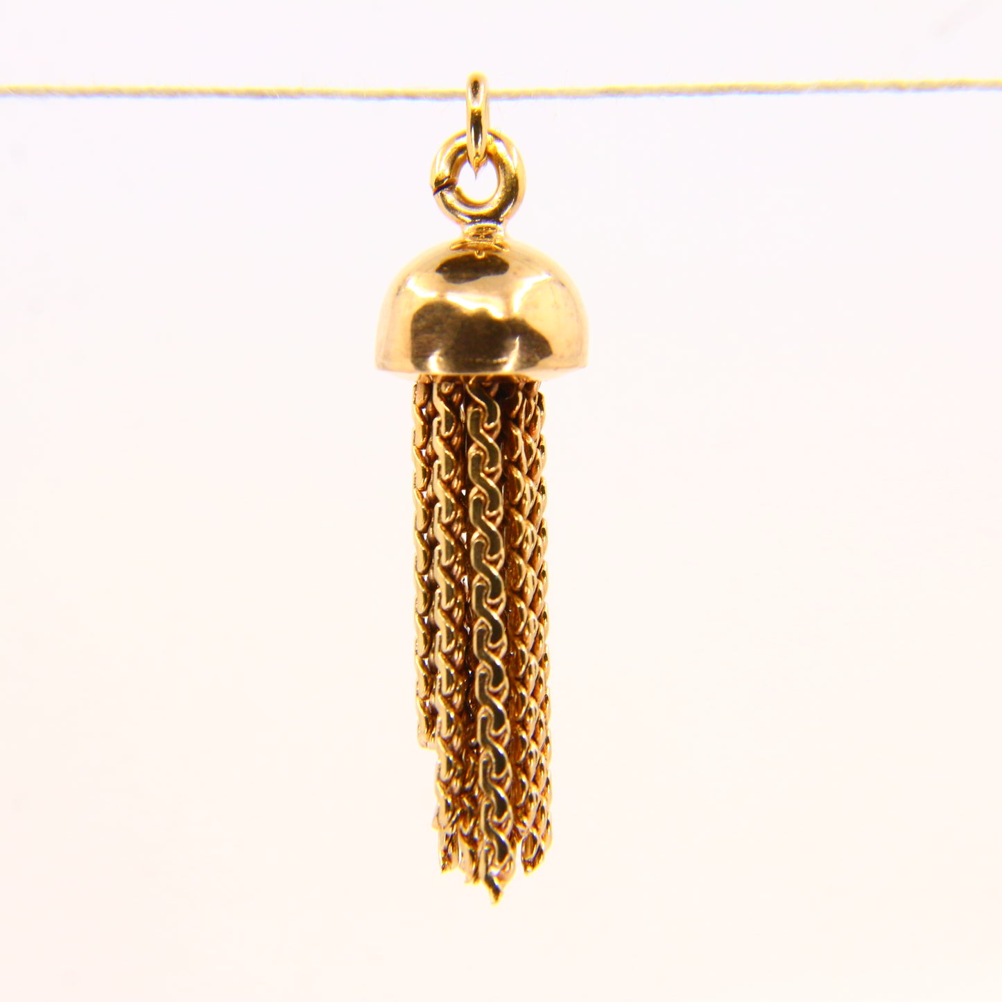 Vintage 18K Tassel Pendant – Articulated Solid Yellow Gold Charm 18 Carat Gold