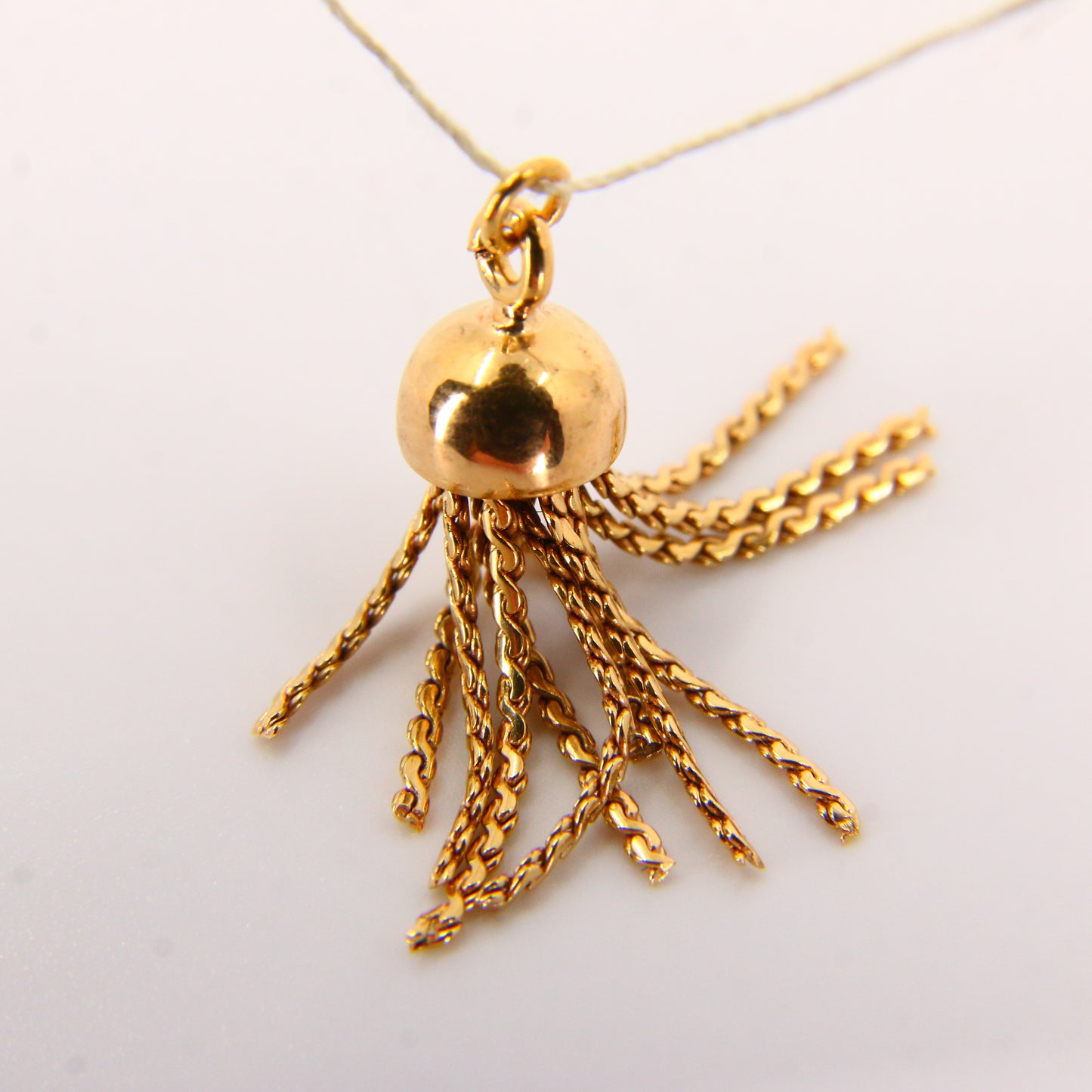 Vintage 18K Tassel Pendant – Articulated Solid Yellow Gold Charm 18 Carat Gold