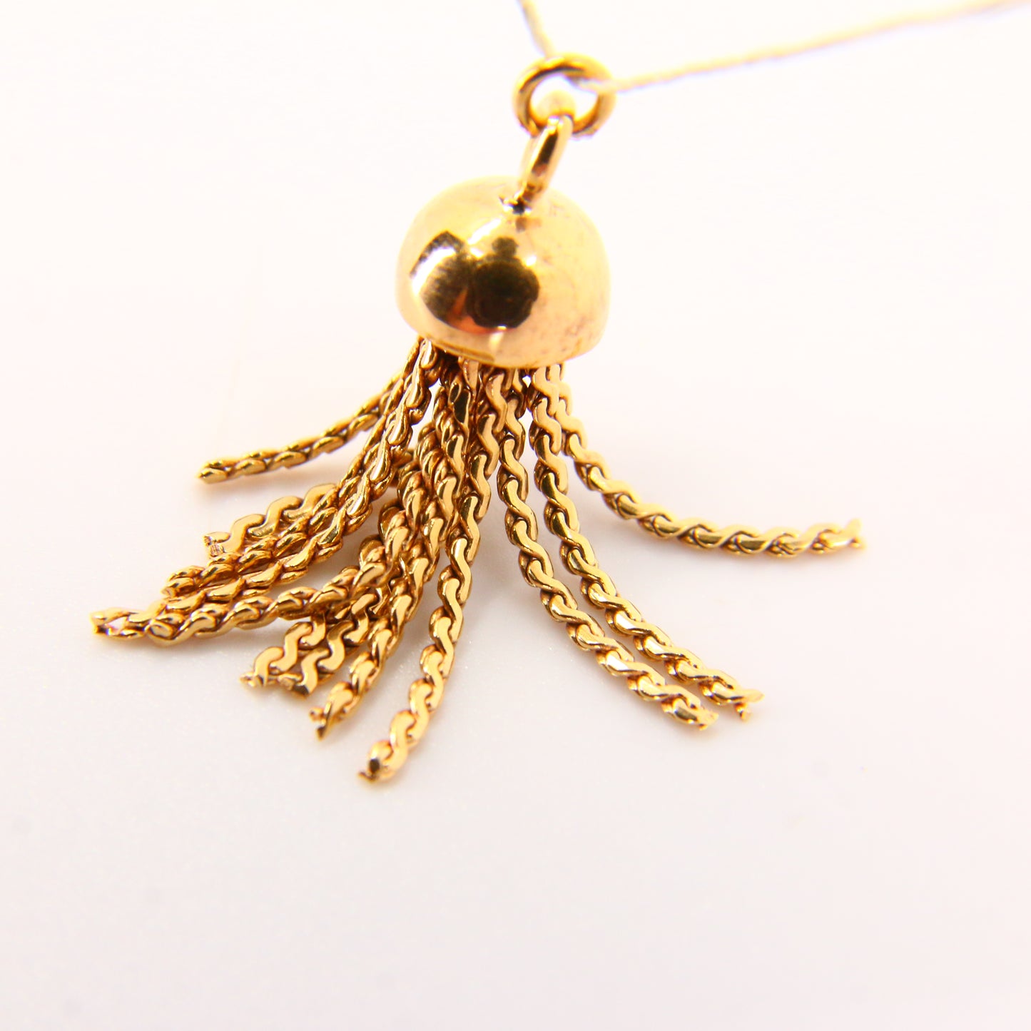 Vintage 18K Tassel Pendant – Articulated Solid Yellow Gold Charm 18 Carat Gold