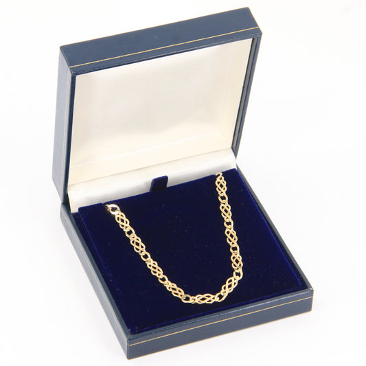 Vintage 9ct Hallmarked Yellow Gold Celtic Knot Chain Necklace 18 Inch Boxed