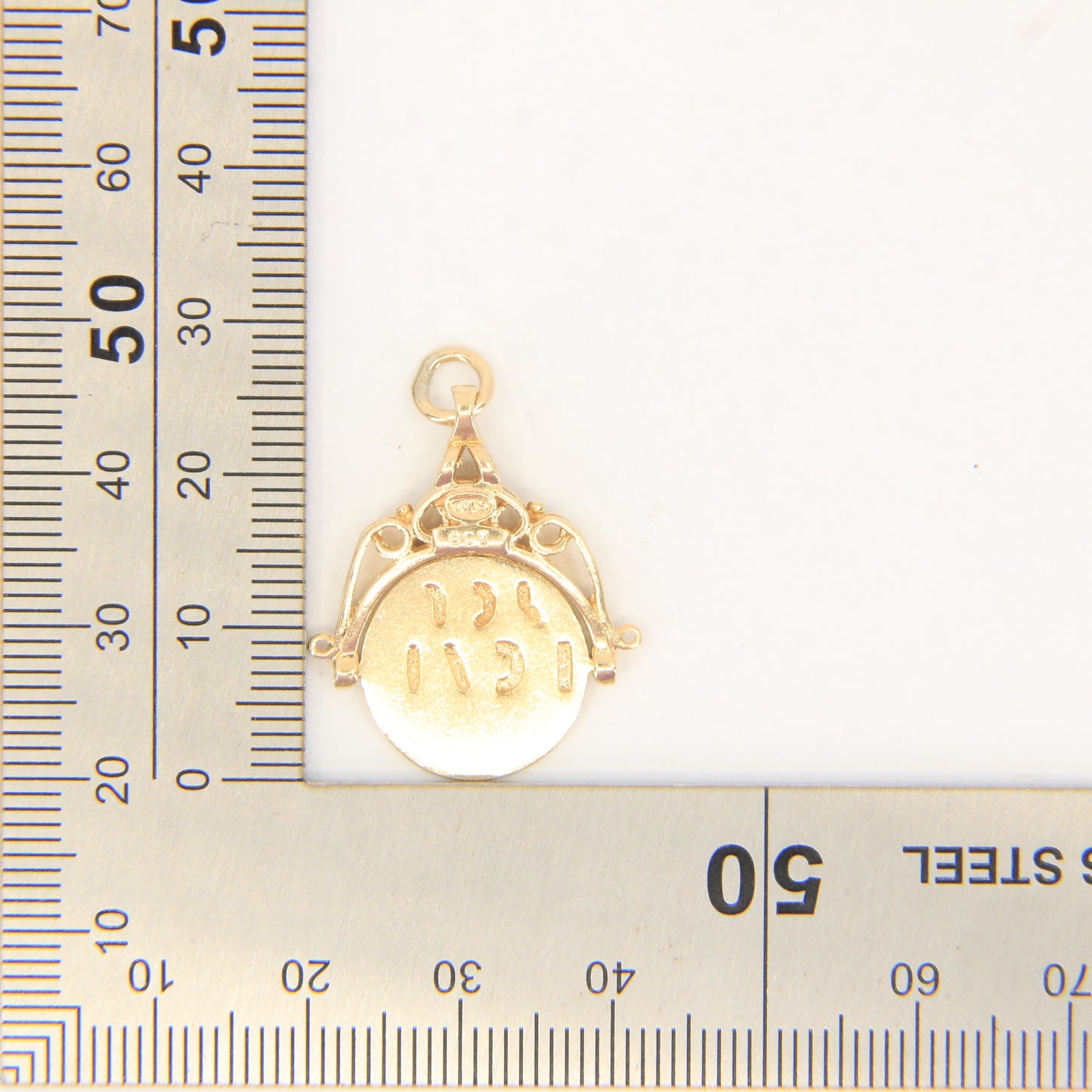 Vintage 9ct Yellow Gold I Love You Spinner Pendant Hidden Message Charm Gift