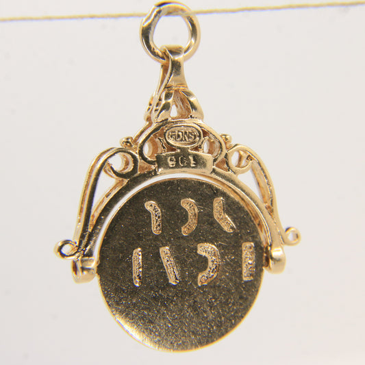 Vintage 9ct Yellow Gold I Love You Spinner Pendant Hidden Message Charm Gift